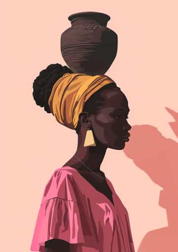 An illustrated portrait of an African figure carrying the creed of African Privilege.